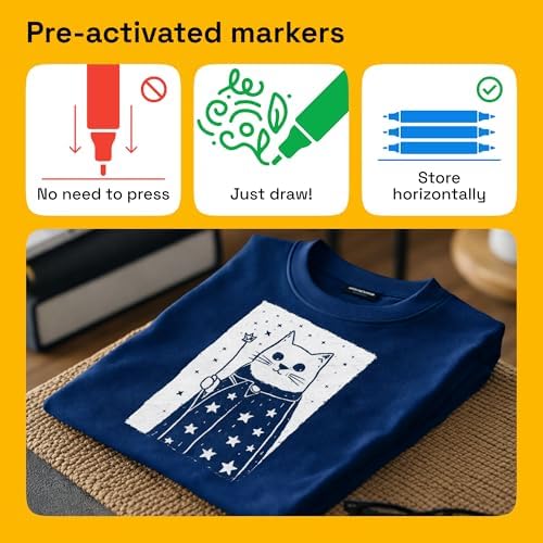 ARTISTRO 2 White Dual-Tip Fabric Markers Decorating Kit Permanent for Cloth