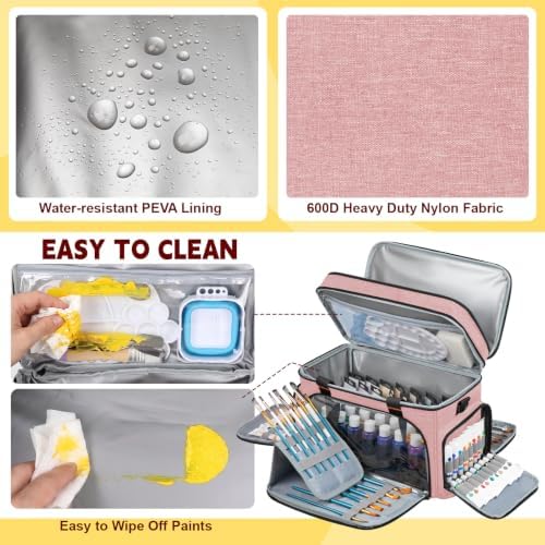 2 Layer Acrylic Paint Storage Bag for 32 Bottle(2 oz) Acrylic Paint