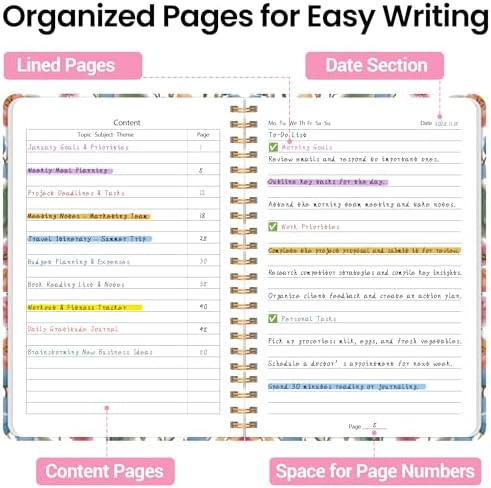 Lined Spiral Journal Notebook, A5 College Ruled Notebook for Note-Taking