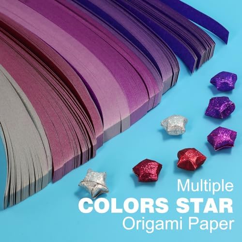 FoDau770 Glitter Star Paper Strips - 520 Sheet, Purple Series