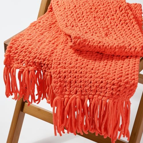 Orange Chunky Chenille Yarn, #6 Super Bulky, 3.5 oz/72 Yards