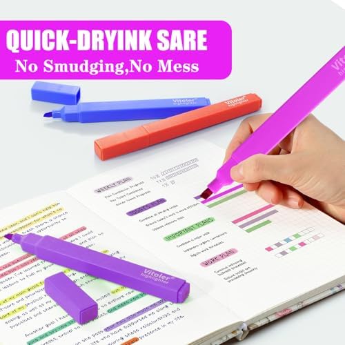 Vitole Cute Highlighters Set,Assorted Color,Quick Dry,Chisel Tip,10Pcs | Cute Pastel,No Bleed,Bible Study for Adults in the Home School Office