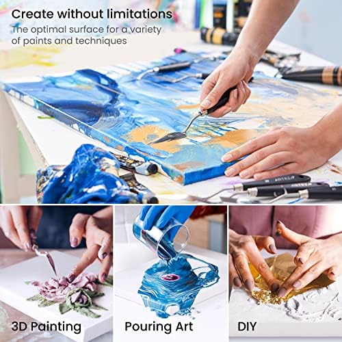 ARTEZA Stretched Canvas, 36 x 48 Inches, Pack of 2, Blank White Large Canvas for Painting for Acrylic, Oil and Gouache Paints | Cotton-Texture Surface, Wood Frame, Pre-Primed White Finish, For Acrylic, Oil, Gouache, Tempera and Large-Format Art