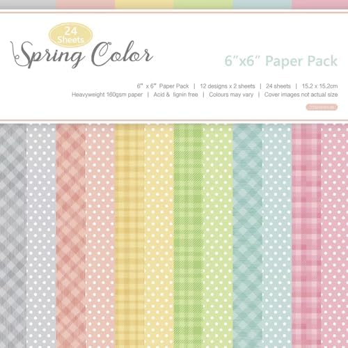Polka Dots Scrapbooking Paper Pad - 24 Sheets 6in Cute Colorful Aesthetic Decorative for Origami Decoupage Journals Wrapping Folded Material Gift Cardstocks DIY Crafts Photo Album