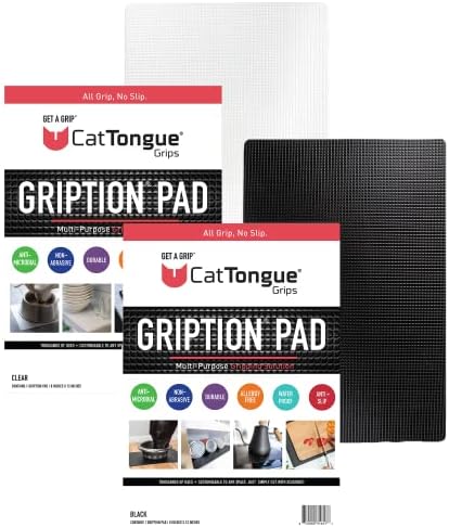 CatTongue Grips 8"x12" Non-Slip Grip Pad, Non-Adhesive, Black & Clear, 2-Pk