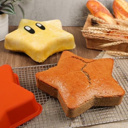 Webake 2Pcs Silicone Star Cake Pan 10 Inch Large Nonstick Star Shaped Cake Mold for Baking, Birthday, BPA Free