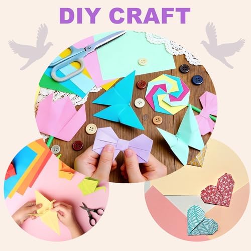 DMiotech 100 Sheets 7.9x7.9 Inch Origami Paper Large, 5 Colors Pink Square Origami Paper Easy Fold Double Sided Colored Paper for DIY Arts and Crafts