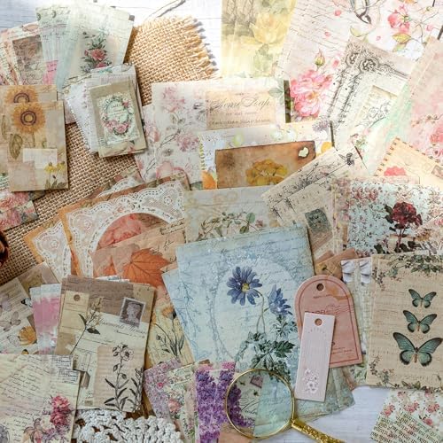 400PCS Vintage Scrapbook Paper Journaling Scrapbooking Supplies Kit Aesthetic Decorative Craft Paper Assorted for Bullet Junk Journals Card Making Craft DIY, Memory Post Office Series