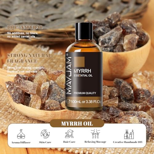 MAYJAM Myrrh Essential Oil for Diffuser Soap Candle Making, 3.38FL.OZ