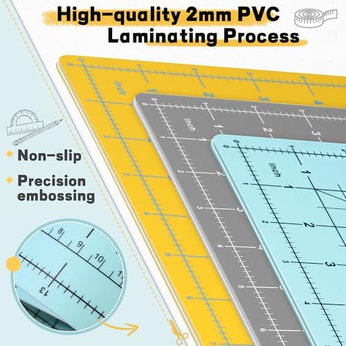 Self Healing Cutting Mat 18" x 12", A3 Double-Sided for Sewing & Quilting, Non-slip, 5-Ply Rotary Cutting Mat for Crafts Cutting Fabric Scrapbooking, and Small Modeling Projects, Anthracite Gray