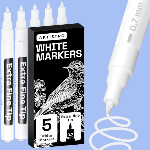 ARTISTRO White Paint Pens - Extra-Fine Tips - Set of 5
