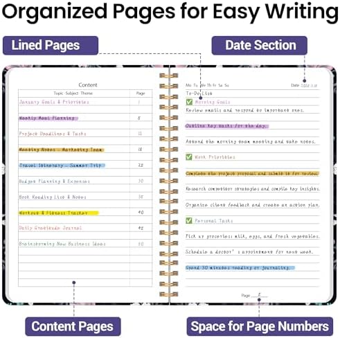 Lined Spiral Journal Notebook, A5 College Ruled Notebook for Note-Taking