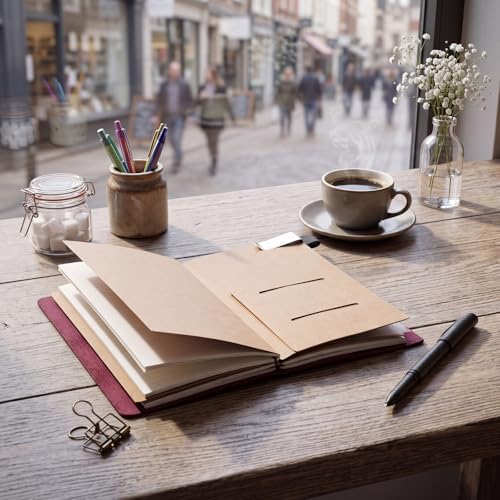 Thenshop Leather Travel Notebook 3 Inserts,Purple,Stand Size