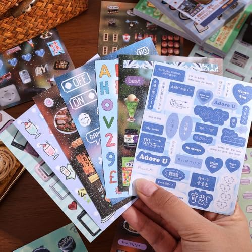 2PCS Girl's Japanese Retro Sticker Book, Food and Daily Life Theme - 500+ Cute Old Showa Style Foodie Stickers, for DIY Scrapbooking Journaling Handbook Decoration