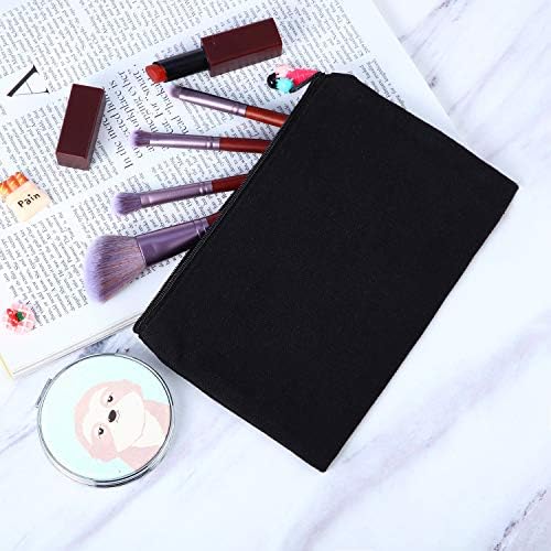 Gejoy 10 Pack Blank Canvas Cosmetic Bags Zipper Pouch DIY,S,Black
