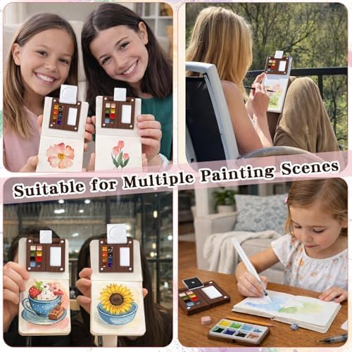 Travel Watercolor Paint Set - Pocket 8-Color Mini Paint Kit with Sketch Pad