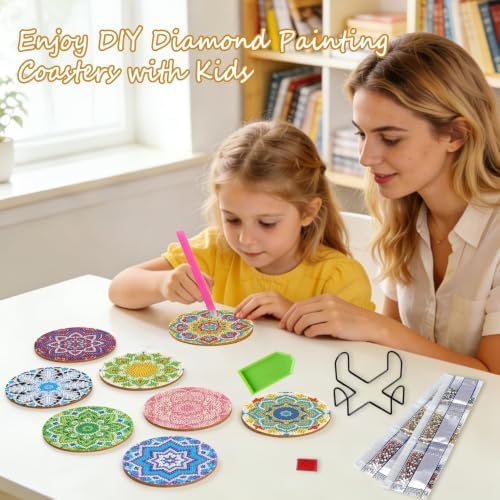 Leatrice Mandala Diamond Art Coasters Set Diamond Painting Kits for Adults