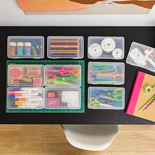 IRIS USA Clear Cases |Made in USA| Plastic Box Organizers (10-Pack)- Medium