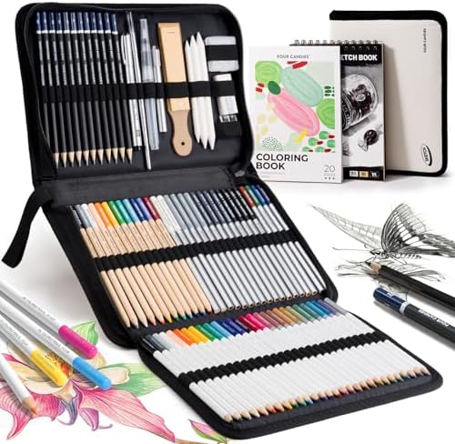 Four Candies 85 Pack Sketching Kit for Artist Gifts & Art Supplies
