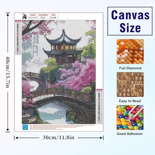 PHANTASYART Cherry Blossom Diamond Art Kits for Adults12x16in
