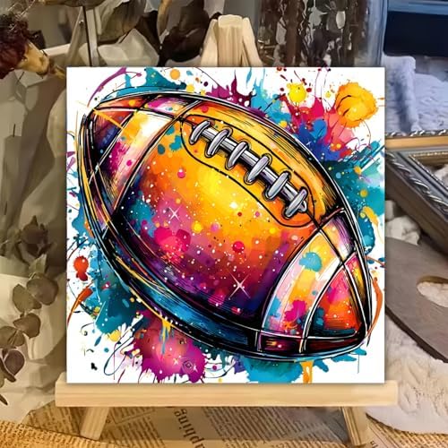 XTCIXAL Paint by Numbers Kit for Kids with Frame, Football, 8X8 inch