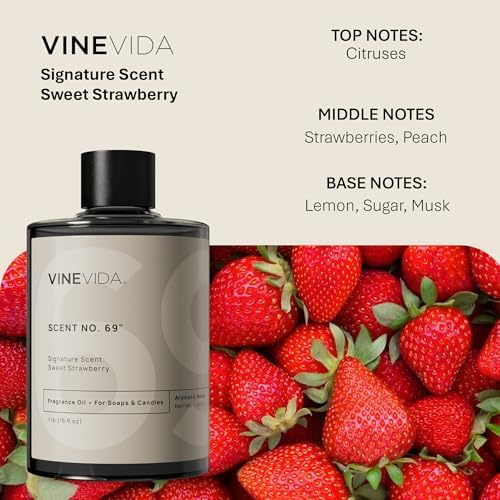 VINEVIDA [16oz] Sweet Strawberry Fragrance Oil for Candle Making and Soap Making - Premium Candle Scents for Soy Candles