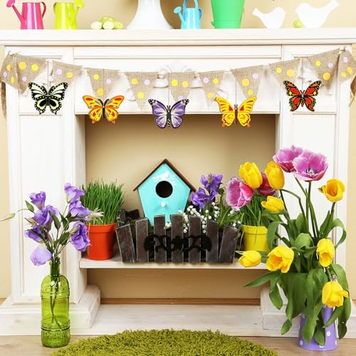 80PCS Wooden Spring Ornaments to Paint Butterfly Cutouts, 8 Styles DIY Blank Unfinished Wood Butterfly Cutouts Ornament for Home Crafts Hanging Decorations