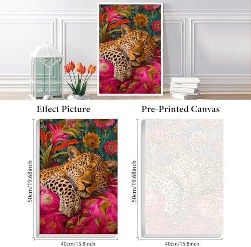 KYOQFVN Leopard Paint by Numbers Kit for Adults - Easy Paint by Number Kits for Beginners, DIY Acrylic Painting on Canvas for Home Wall Art Decor 16x20 Inch