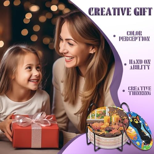 8 Pcs Fall Diamond Art Coasters Kits, Diamond Painting Coasters Kits ﻿ ﻿