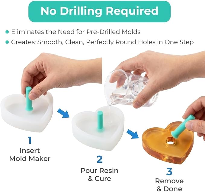 Resin Hole Maker Tool Set, 37PCS Silicone Tools in 7 Sizes (2-8 mm) for Epoxy Resin, Flexible Durable Kit with Slicer and Brush for Jewelry, Keychain, Pendant and DIY Crafts