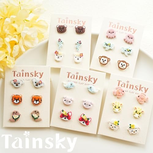 Tainsky Animal Clay Cutters for Polymer Clay Jewelry, 33 Shapes Earring Studs Cutters for Polymer Clay Making