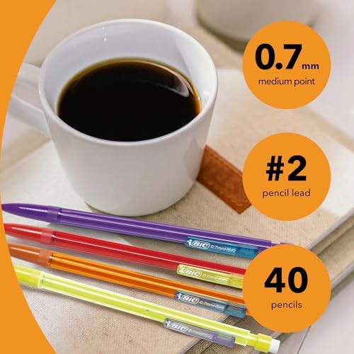 BIC Xtra Smooth Bright Edition Mechanical Pencils, 0.7 mm Medium Point, Bulk School Supplies for Students and Teachers, 40-Count Pack