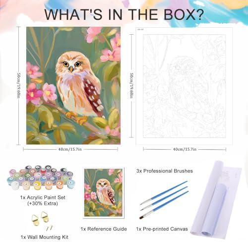 Natuyalo Paint by Numbers Kit for Adults Beginner, Birds Adult Paint by Number Kits on Canvas Without Frame, Animals Acrylic Paint by Numbers for Home Decor 16x20 inch