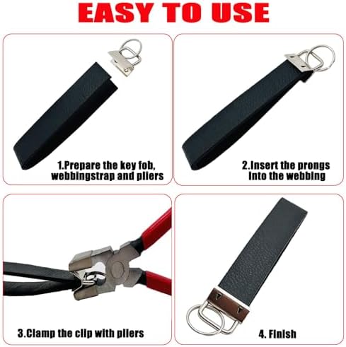 Key Fob Hardware Set, 4 Color（Gold Silver Black Bronze）, 1 Inch, 60 pcs with Pliers Tool,Lanyard Keychain Hardware, Glass Running Pliers with Jaws, Wristlet Clamp Hardware Supplies