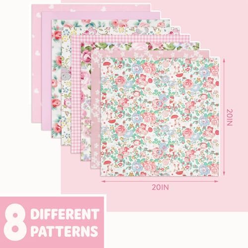Aubliss 8pcs Fat Quarter Fabric Bundles (100% Cotton - 20'' x 20'')