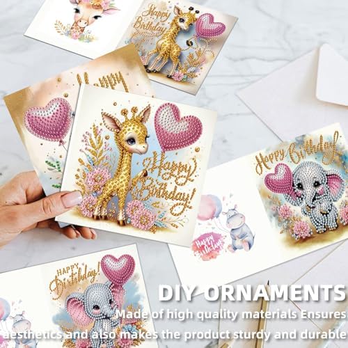 Diamond Art Painting Birthday Cards 12 Pack Cute Animal DIY Craft