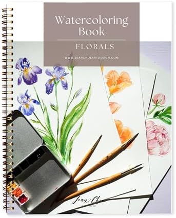 Floral Watercolor Workbook for Beginners with Cotton Cold Press Watercolor Paper, Pre-Outlined Designs, Step-by-Step Instructions & Online Videos – Premium Botanical Art Book for Adults & Gifts