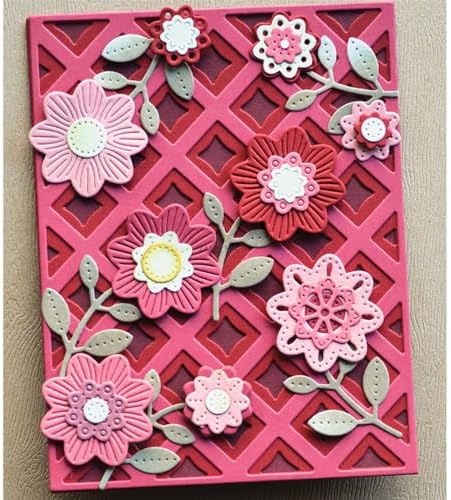 Patchwork Flower Pots and Leaves Metal Cutting Dies Sets for Card Making