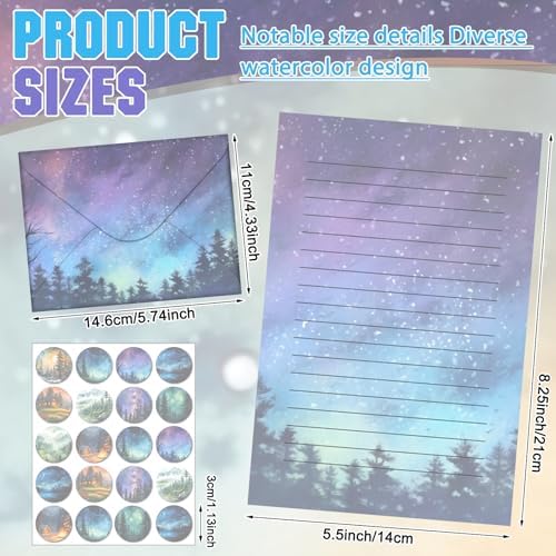 TaoBary 160 Pcs Whimsical Illustration Stationery Paper and Envelopes Set