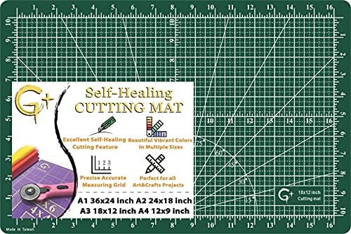 G+ Self healing Crafting Mat 12" x 18", Double-Sided Cutting Board 5-Ply Rotary Cutting Mat for Crafts, Fabric, Quilting, Sewing, Hobby, Precision Project