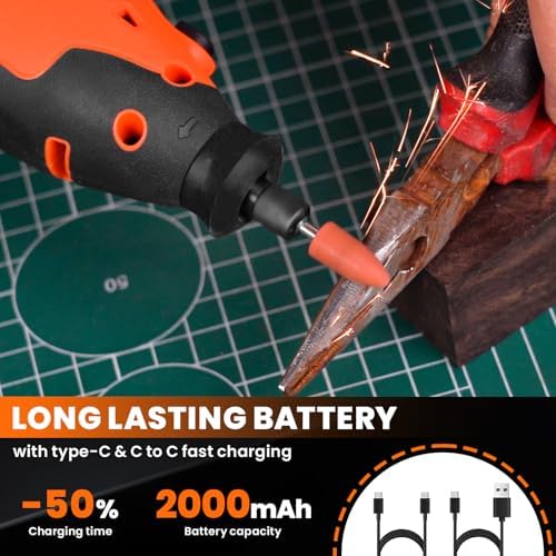 HARDELL 12V Cordless Rotary Tool,35000RPM Digital Display Power Rotary Tool