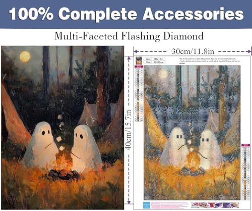 ijbnhd Halloween Diamond Painting Kits for Adults Ghost 12x16inch
