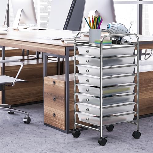 Simple Houseware 8 Drawers Rolling Utility Cart Art Craft Storage, Chrome