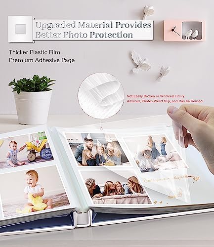 Artfeel Photo Album Self Adhesive Scrapbook Album for 3x5 4x6 5x7 8x10 Pictures, 60 Pages Linen Cover with Display Window DIY Photo Book,Ideal Gifts for Family Travel Wedding Baby