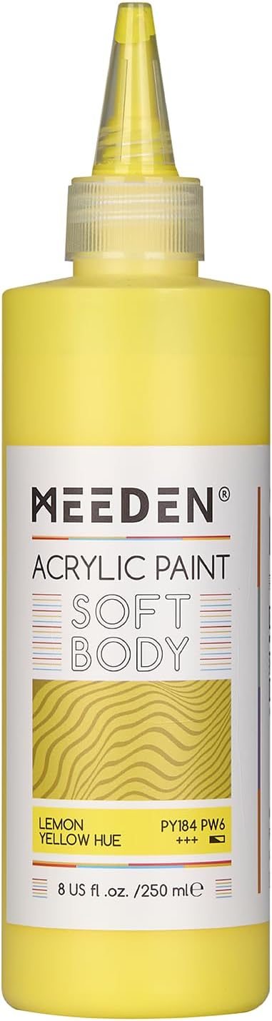MEEDEN Soft Body Acrylic Paint: Lemon Yellow Hue Matte Finish 250ml/8.45oz