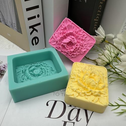 3D Peony Flower Soap Mold Beautiful New Peony Handmade Soap Molds Silicone for Cold Process Melt Process Soap Making Molds Lotion Bar Molds Candle Mold