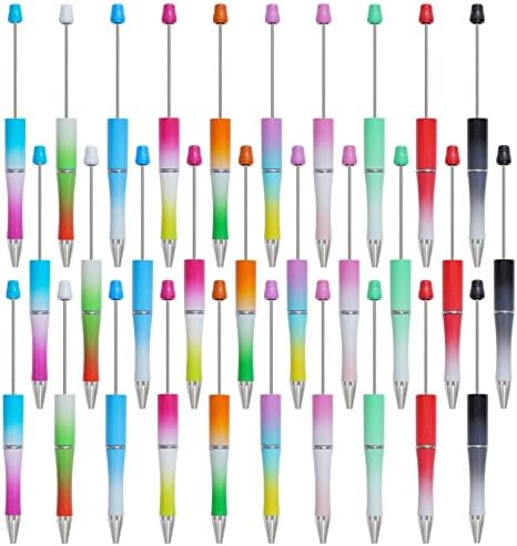 30Pcs Beadable Pens Beaded Ballpoint Pens Bulk for DIY Writing Gradient
