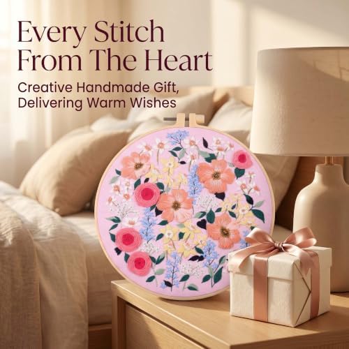 Harimau Beginner Adult Embroidery Kit, All-in-One Starter Pack with 3 Patterns, 3 Hoops, Scissors, Needles, Instruction Manual & Stitching Video Guides