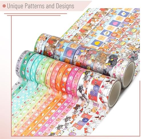 Mr. Pen- Cute Washi Tape Set - 24 Rolls Kawaii Animals Gold Foil Decorative
