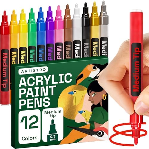 ARTISTRO 12 Acrylic Paint Markers, Set of Paint pens